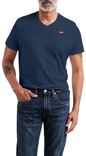 Levi's Herren Original Housemark V-Neck T-Shirt, Dress Blues, M