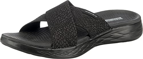 Skechers On-the-go 600, Sandali a Punta Aperta Donna, Nero Black Textile Bbk, 41 EU