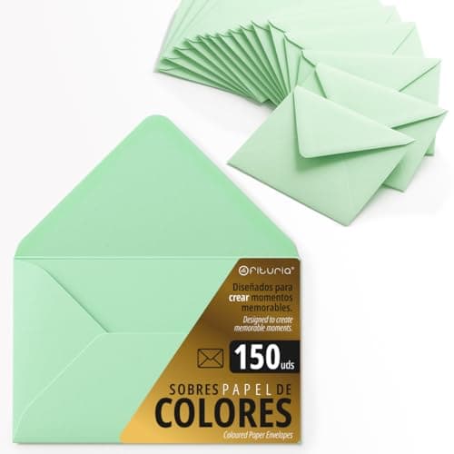Sobres Papel, Sobres Pequeños de Colores, Ideales para Regalo, Cartas, Tarjetas de Colores, Tamaño 90x140mm, Diseñados para Sorprender y Crear Momentos Especiales - Ofituria (Verde, 150uds)
