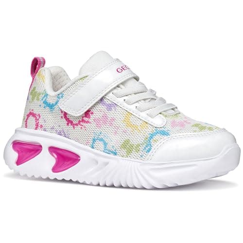 Geox J Assister Girl B Sneaker, Bianco/Multicolore, 26 EU