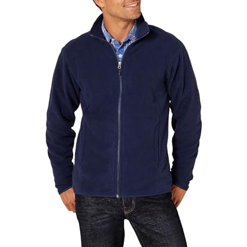 Amazon Essentials Herren Fleecejacke mit durchgehendem Reißverschluss (in Big und Tall erhältlich), Marineblau, S