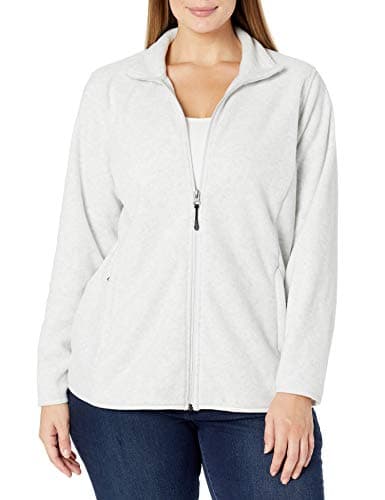 Amazon Essentials Chaqueta de Forro Polar Suave con Cremallera Completa y Corte clásico (Disponible en Tallas Grandes) Mujer, Gris Claro Mezcla, XL