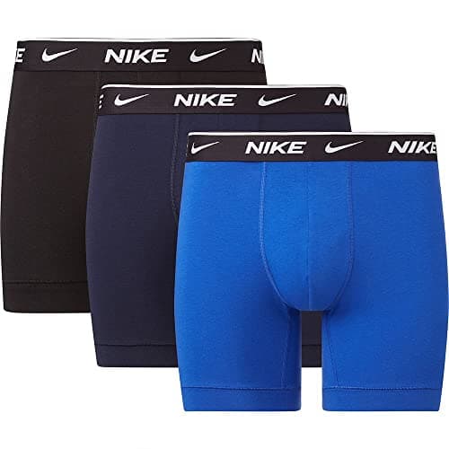 Nike Underwear Homme Essential Trunks Lot de 3 - Jambes Courtes, Coupe ajustée, Matière Stretch Douce, Obsidian/Game Royal/Black, XL