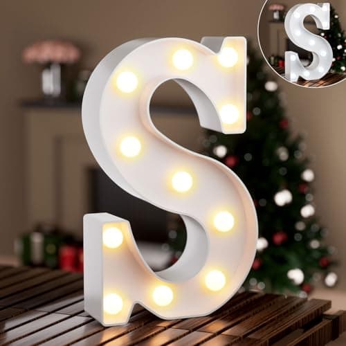 Letras LED alfabeto, letras luminosas LED con blanco cálido y frío, iluminación LED para letras, luces nocturnas, decoración para fiestas de cumpleaños, bodas, habitaciones infantiles, letras S