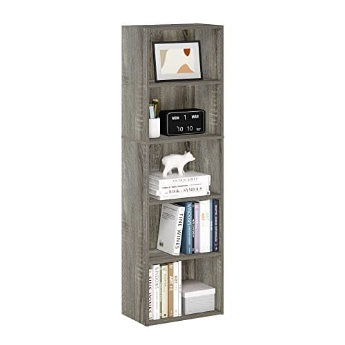 Furinno Luder 5-stufiges, wendbares, farbiges Bücherregal mit offenem Regal, Französische Eiche