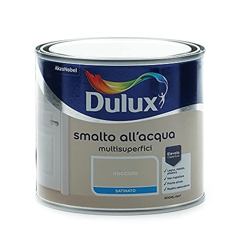 Dulux Smalto Satinato all'Acqua per Metallo Plastica e Legno Pronto all'Uso per Esterni e Interni, 0.5 Litri, Nocciola