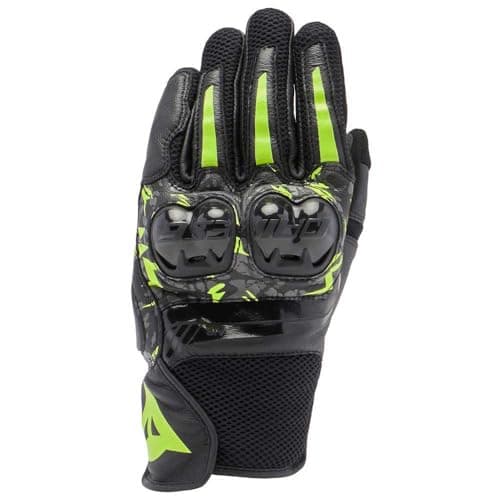 Dainese - Mig 3 Unisex Gloves, Guanti Moto in Pelle, Protezioni sulle Nocche, Compatibilità Touchscreen, Unisex, Nero/Antracite/Giallo Fluo, XL