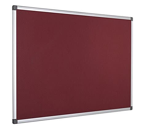 Bi-Office Pannello In Feltro Maya Con Cornice In Alluminio, Bacheca Con Superficie Di Feltro Liscia Bordeaux, 90x60 cm