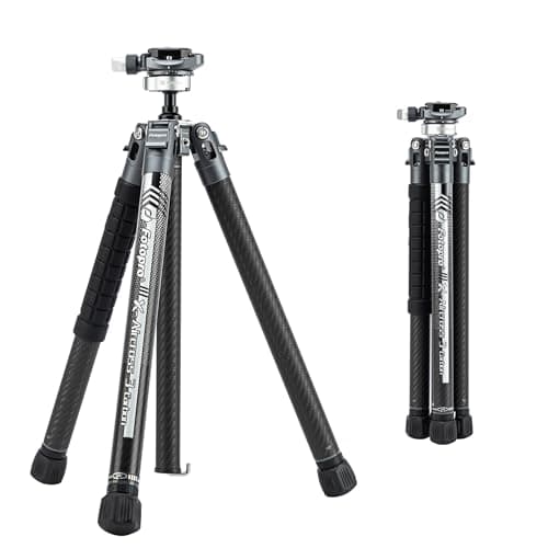 Fotopro X-Aircross 3 Lite 157cm Leichtes Reisestativ Kohlefaser mit Panorama Kugelkopf 0.81kg Ultraleichtes Tragbares Kamera Reisestativ für DSLR mit Tragetasche Belastbarkeit bis 10kg Grau