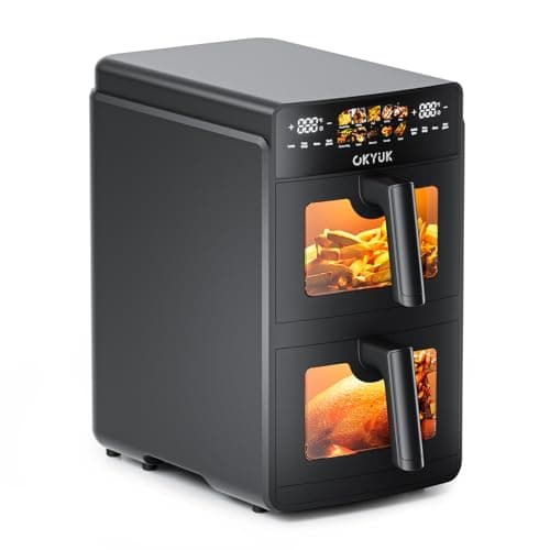 Air Fryer 2 Compartiments 10L, Friteuse à Air sans Huile Airfryer avec Fenêtre de Visualisation - Friteuses Double 10 Programmes Prédéfinis, Robot Cuisine Multifonctions et Accessoire Cuisine Idéal