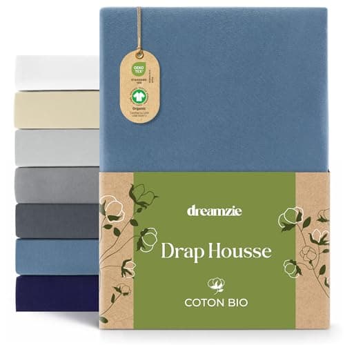 Dreamzie - Drap Housse 120/130x200 cm - 100% Coton Bio - Hypoallergénique