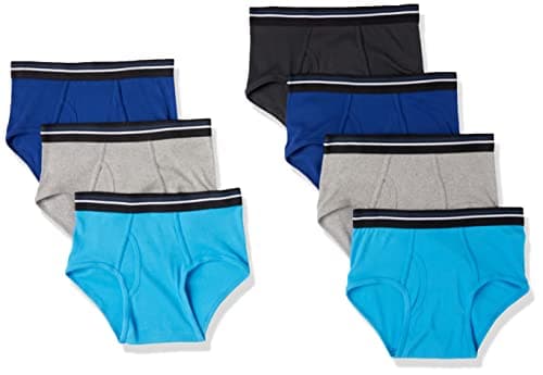Amazon Essentials Calzoncillos Transpirables de Algodón sin Etiqueta Hombre, Pack de 7, Azul/Gris/Negro, XL