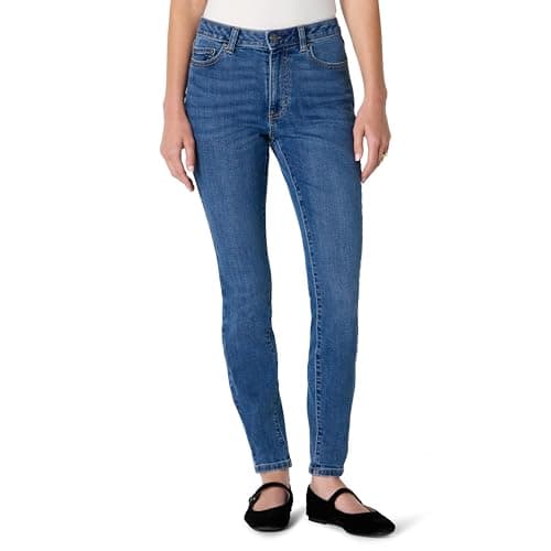 Amazon Essentials Vaqueros Ceñidos Muy Elásticos de Tiro Alto Mujer, Azul Medio Vintage, 42-44