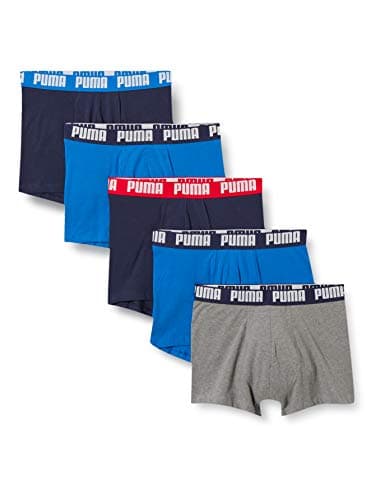 Puma Men Boxer Underwear, Blue / Grey, L Pack of 5