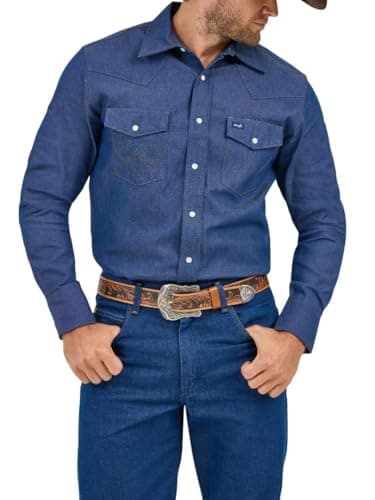 Wrangler Western T-Shirt de Travail pour Homme Finition Ferme - Bleu - 42 FR/44 FR
