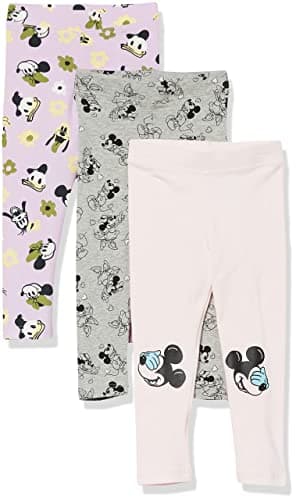 Amazon Essentials Disney | Marvel | Star Wars | Frozen | Princess Leggings Bambine e Ragazze, Pacco da 3, Minnie E Amici, 2 anni