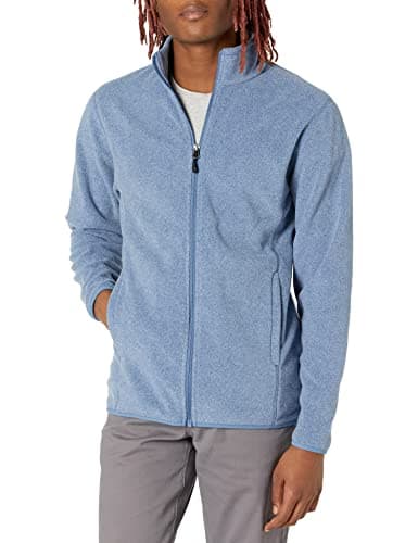 Amazon Essentials Giacca Outdoor Leggera in Pile da Uomo con Cerniera Integrale, Blu Puntinato, M