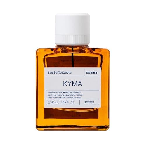 KORRES KYMA Eau de Toilette para hombre, una fragancia masculina fresca y revitalizante con notas marinas y amaderadas, sin ftalatos, parabenos, nitroalmizcles ni PCM, vegana, 50 ml