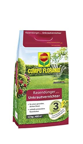 Compo Abono para césped con herbicida – Fertilizante para césped para la Primavera – 12 kg para 400 m²