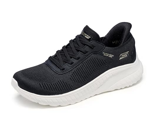 Skechers Femme Bobs Squad Chaos Current Muse Slip-In ENTRAINEUSE, Black Textile Trim, 38.5 EU