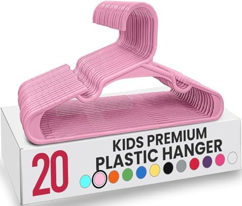 Utopia Home Grucce per bambini – Confezione da 20 grucce in plastica, 29 cm, ideali per armadio e uso quotidiano (rosa chiaro)