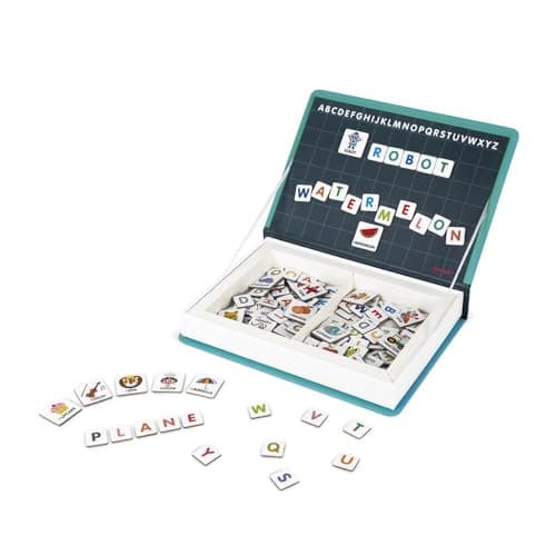 Janod - Magneti'Book Alfabeto inglés - Juego Educativo Magnético de 142 Piezas - Desarrolla la Motricidad Fina y la Imaginación - A Partir de 3 Años, J02712