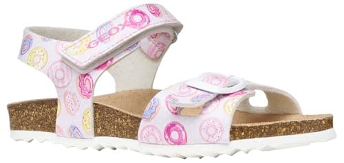 Geox J Adriel Girl C, Sandalias Niñas, White Dk Fucsia, 29 EU