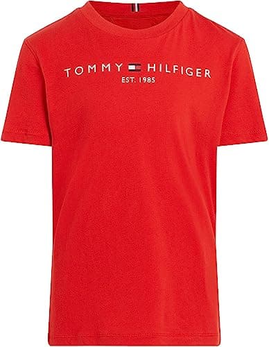 Tommy Hilfiger T-Shirt Manches Courtes Enfant Unisexe Essential Tee Col Ras-du-Cou, Rouge (Deep Crimson), 9 Mois