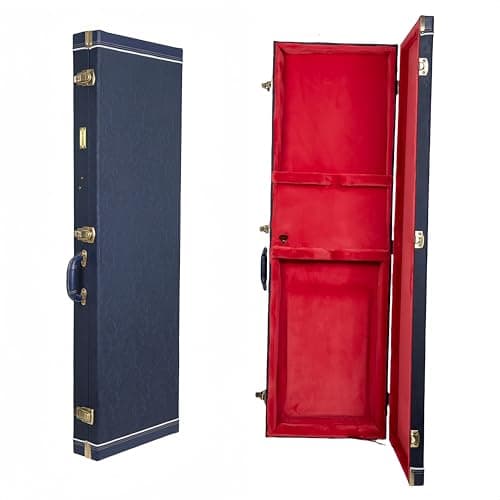 Crossrock Custodia rigida in legno per chitarra elettrica stile SG Gibson | Finitura scolpita Ocean Blue, interno in velluto scarlatto, serratura – Serie Relief Premium