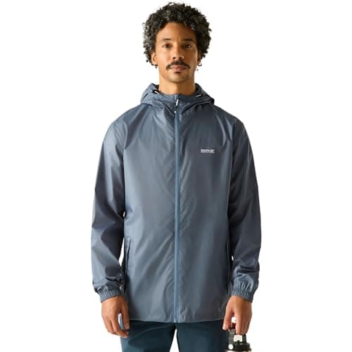 Regatta Chaqueta impermeable Pack-It III para hombre, resistente al viento y transpirable, plegable