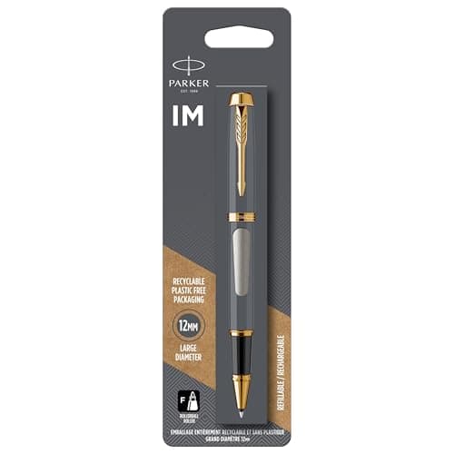 Parker IM Tintenroller | Brushed Metal | feine Schreibspitze | Nachfüllmine mit schwarzer Tinte | Blister-Verpackung