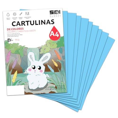 Cartoncino A4 Azzurro 185 g Carta cartoncino per lavoretti creativi, Scrapbooking, stampante inkjet e laser, uso scolastico e scuola – SIDI (azzurro, 250h)