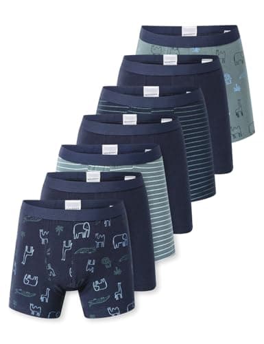 Schiesser Jungen 7 Pack Boxershorts - 95/5 Organic Cotton Bio Baumwolle - Größe 92 bis 140
