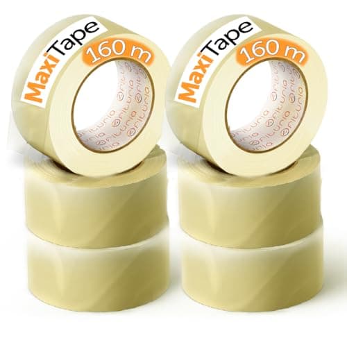 OFITURIA Cinta Adhesiva de Embalar Transparente para Embalaje de Cajas de Cartón de Envíos y Mudanzas. Precinto para Empaquetados Seguros y Resistentes (36mmx160m, Transparente, 6 Rollos)