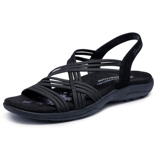 Skechers Reggae Slim Simply Stretch, Sandale Femme - Noir - 39 EU