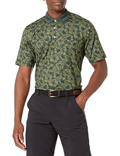 Amazon Essentials Polo de Golf, Secado Rápido, Manga Corta Hombre, Verde Oliva Hibisco, XL