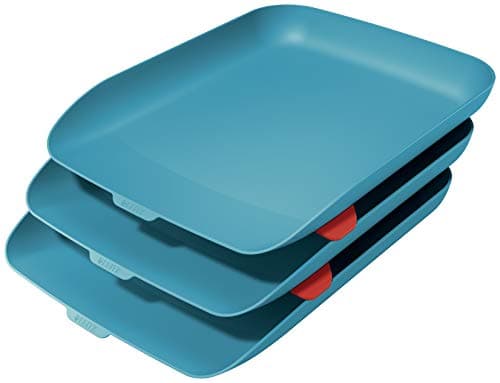 Leitz A4 Briefkorb, 3er Set inkl. Stapelelementen, Sanftes Blau, Cosy-Serie, 53582061