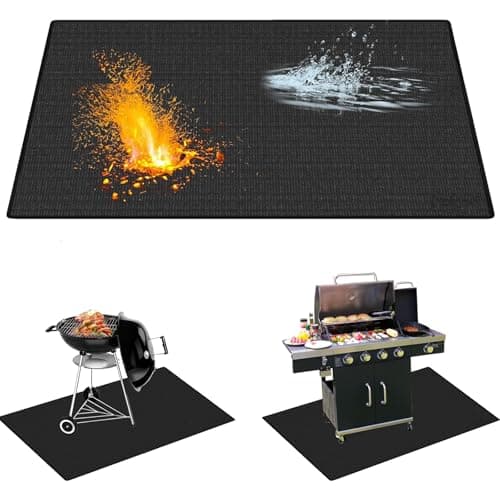 Leerweii tapis de barbecue - 120 x 150 cm - Ignifuge - 3 couches - Protection sol extérieur