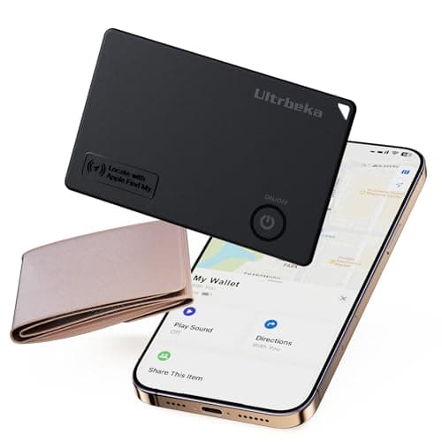 Ultrbeka Tracker de portefeuille ultra fin certifié MFi compatible avec Apple Find My | Pour portefeuilles, clés et sacs | 1 paquet individuel