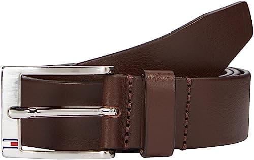 Tommy Hilfiger Uomo Cintura New Aly Belt Cintura in Pelle, Marrone (Testa Di Moro), 80 cm