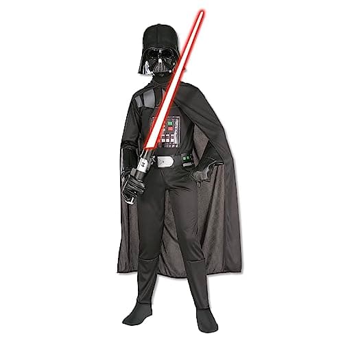 Rubies Disfraz Darth Vader Classic para niños y niñas, Jumpsuit impreso con cinturón, cubrebotas, capa y máscara moldeada, Oficial Star Wars para Navidad, Carnaval, Halloween y Fiestas