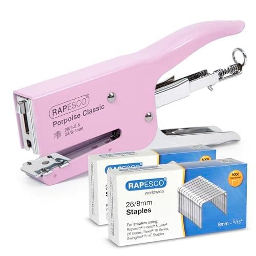 Rapesco 1356A Cucitrice a Pinza Classica Porpoise e 10.000 Punti 26/8 mm