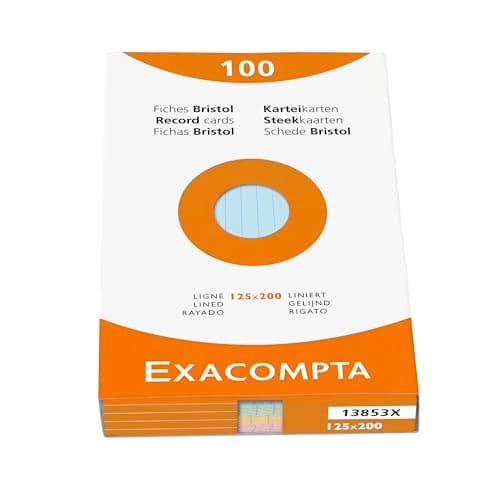 Exacompta - Réf. 13853X - Carton de 12 étuis de 100 fiches bristol lignées non perforées - format 125 x 200 mm - compatibles avec imprimante jet d'encre, laser et photocopieur - assorties
