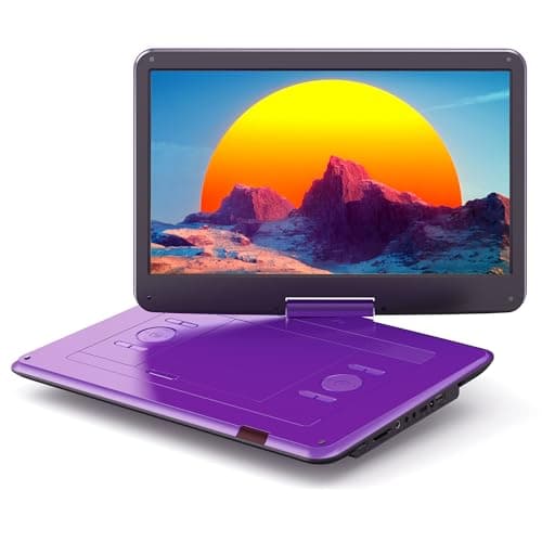 WOLFANG 17,5 Zoll Aufladbarer Tragbarer DVD-Player, 15,6 Zoll HD Bildschirm, 6 Stunden Spielzeit, Sync TV/Beamer, USB/SD Kompatibel, Regionsfrei (Lila)