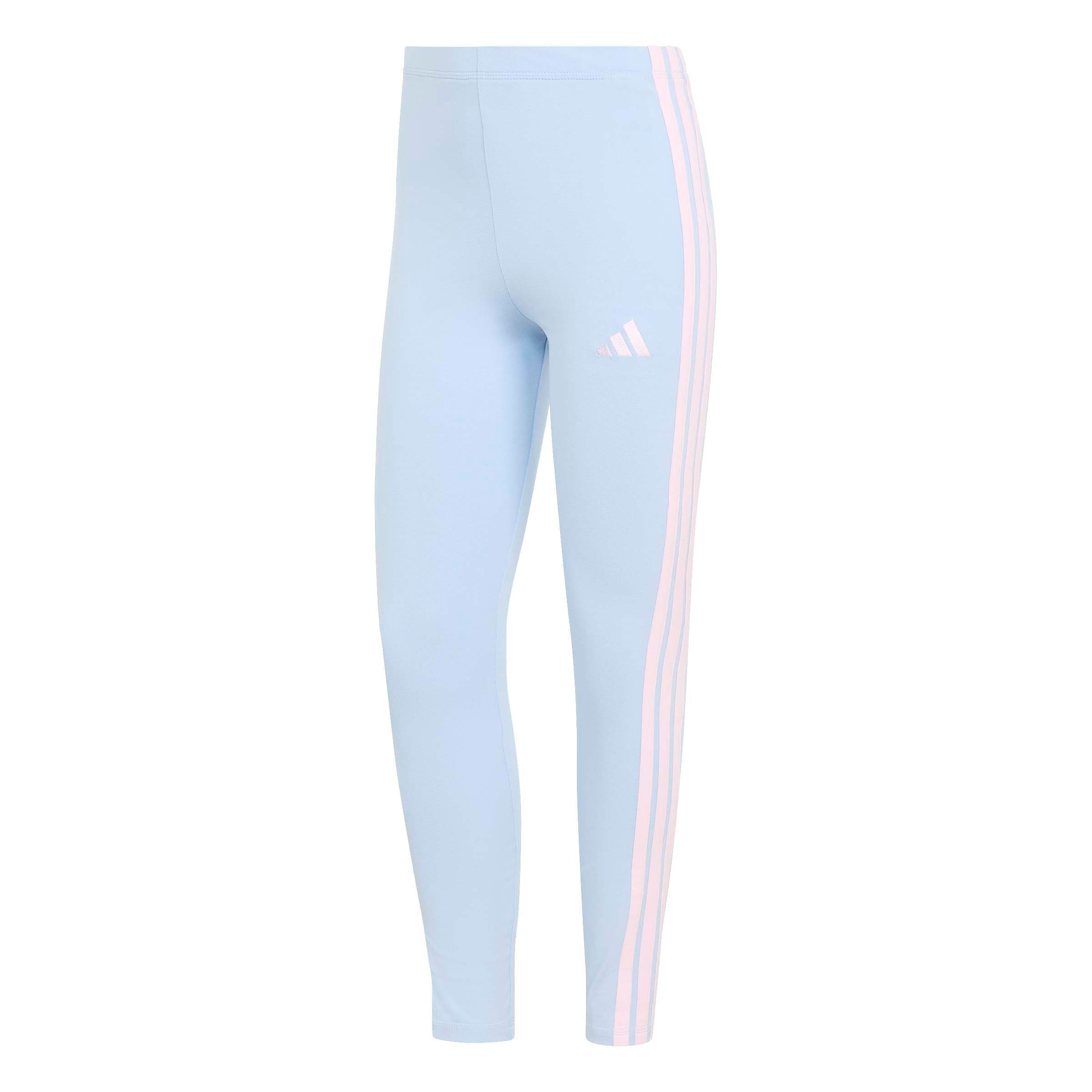 adidas Donna ESSENTIALS 3-STRIPES COTTON LEGGINGS, glow blue/clear pink, M