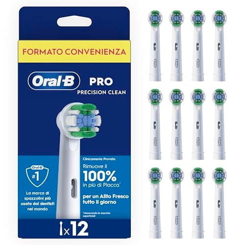 Oral-B Testine di Ricambio Pro Precision Clean, Bianche, 12 Ricambi
