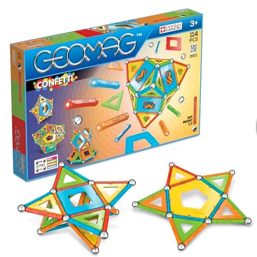 Geomag Classic Confetti 114 Teile Magnetisches Spielzeug für Kinder, Geschenk für Jungen und Mädchen im Alter von 5 6 7 8 9 10 11 12 13 Jahren, magnetische Konstruktionen, Kinderspielzeug