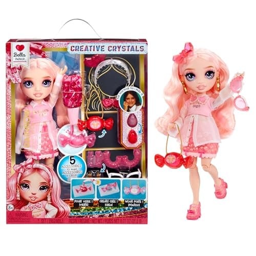 Rainbow High Creative Crystals Bella - Bambola Fashion Rosa da 28 cm con Kit per Accessori di Cristallo, Anello per Te, Fai da Te, Gioco in Resina, Regalo per Bambini età 8+, Non COMMESTIBILE