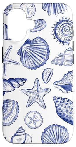 Adrette Küstenmuscheln, Seestern, Muscheln in Blau Hülle für iPhone 16
