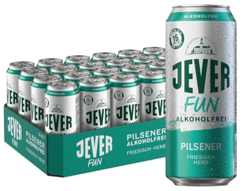 Jever Fun Alkoholfreies Bier 24x0,50 Liter Dosen EINWEG. Ohne Zucker, voller Geschmack. 12 Liter Gesamt